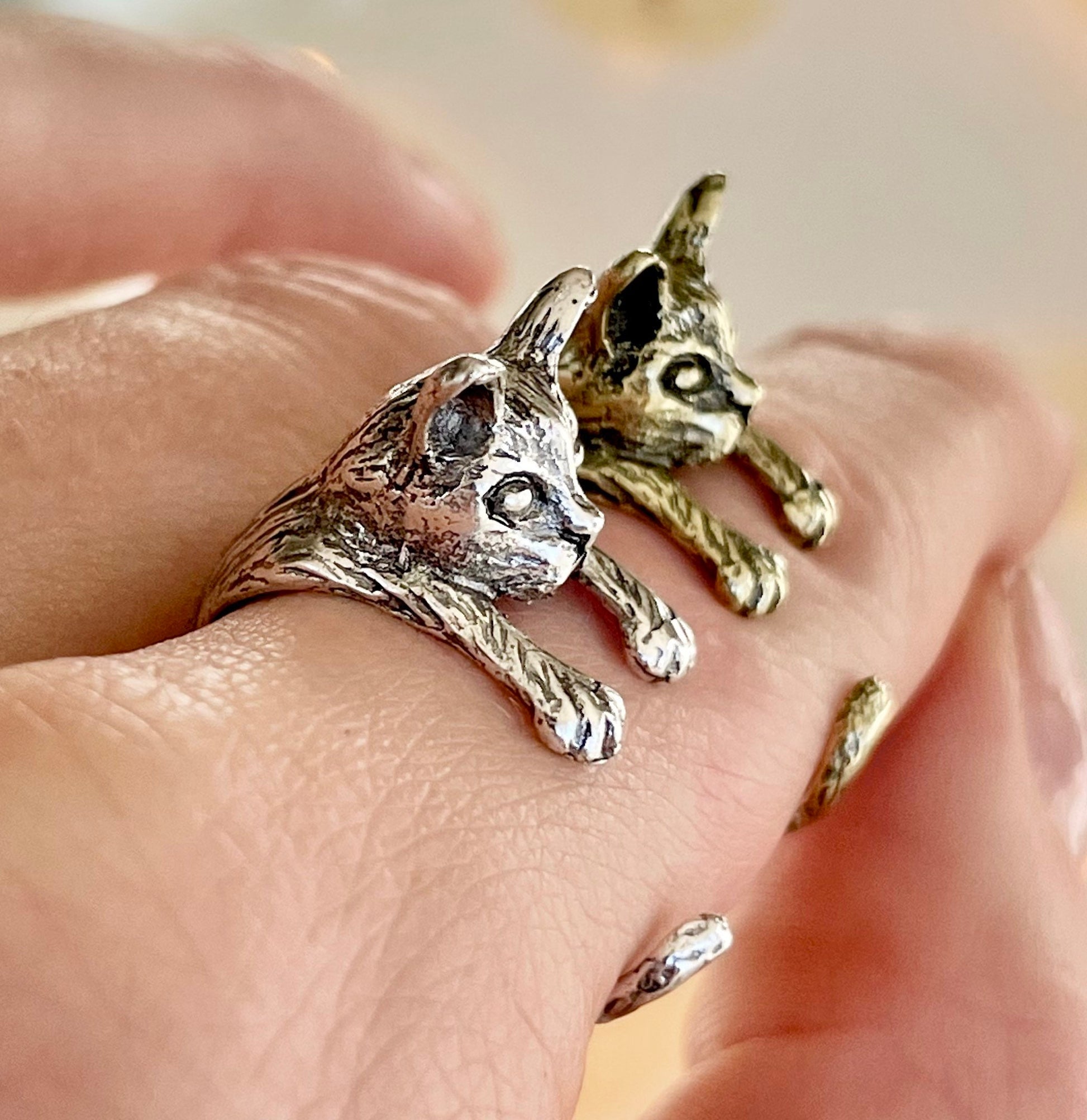 Adjustable Cat Ring, Brass Ring, Cozy cat ring, Cat Jewellery, Cute animal ring, Animal Ring, Cat gift for Christmas