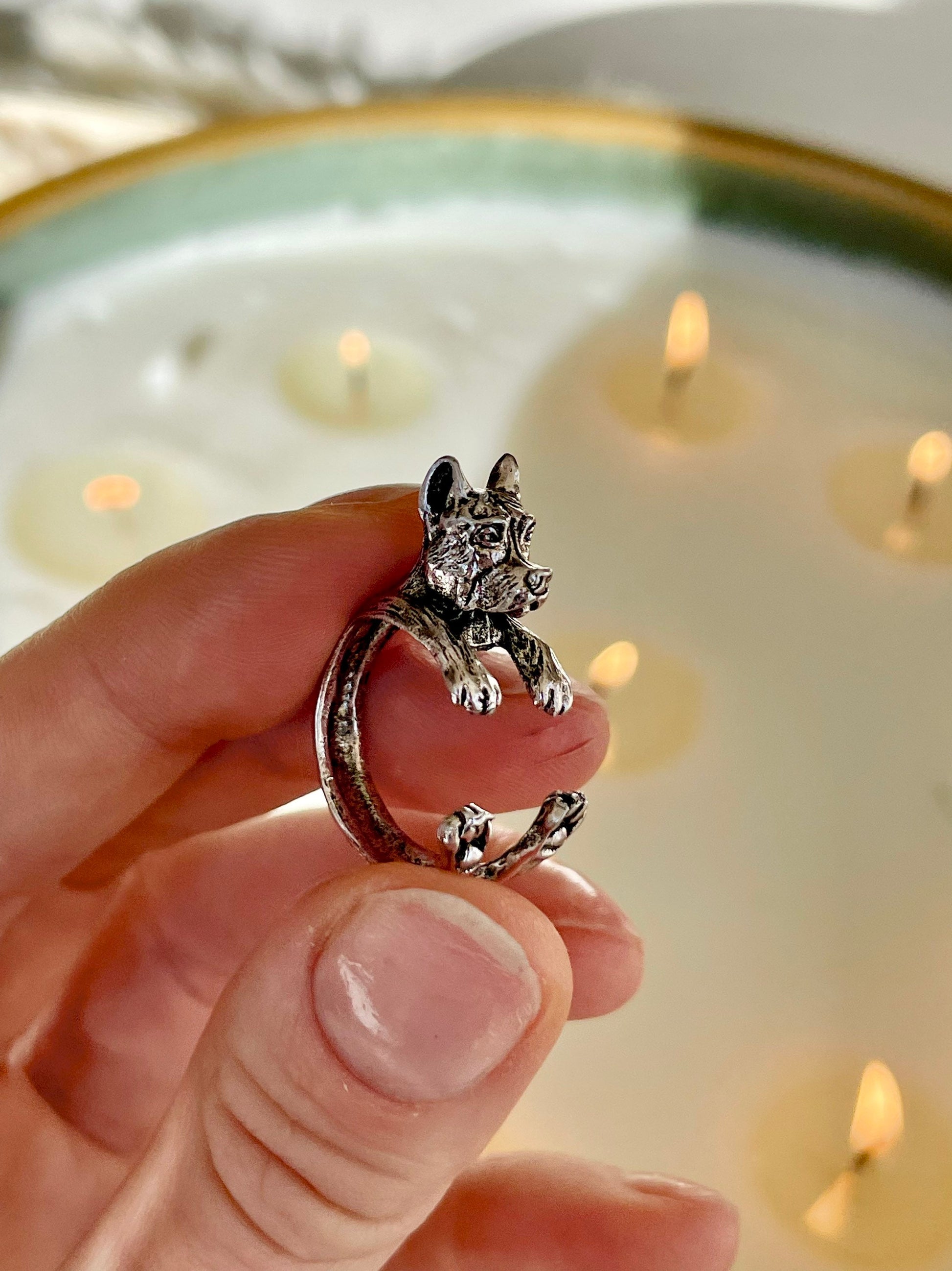 Adjustable pitbull dog Ring, Dog shaped ring, creative gift, doggy Jewellery, Cute animal ring, Animal Ring, Unisex Ring