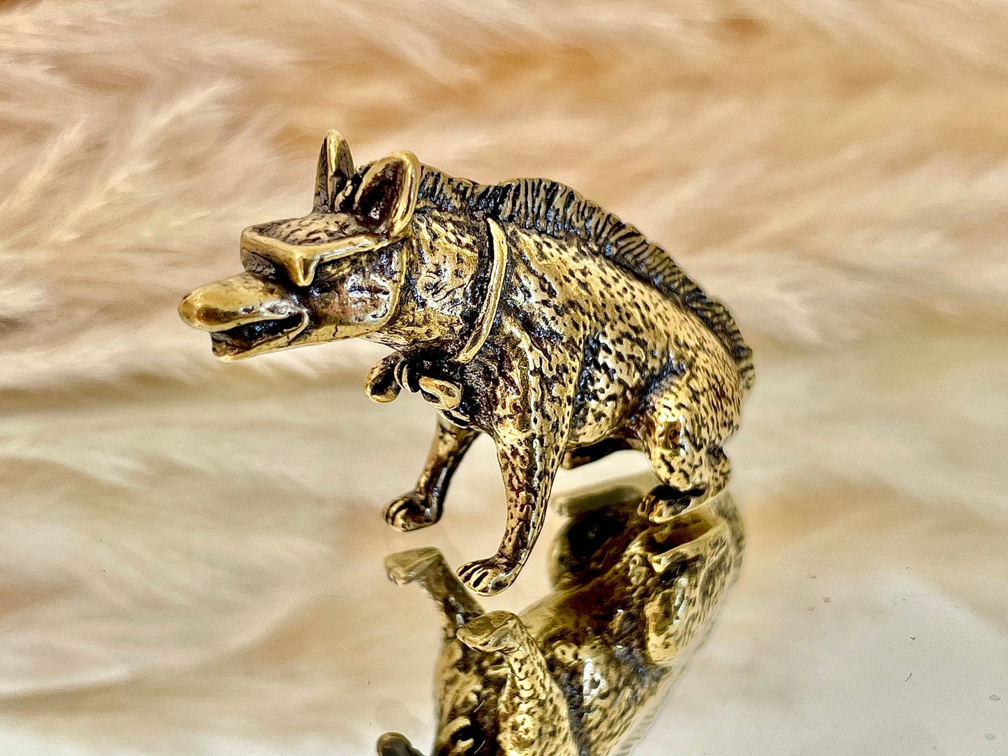 Hyena figurine, Fine solid brass figurine, Novelty figurine, cool hyena ornament, creative funny gift, Gift for friend, Stocking filler