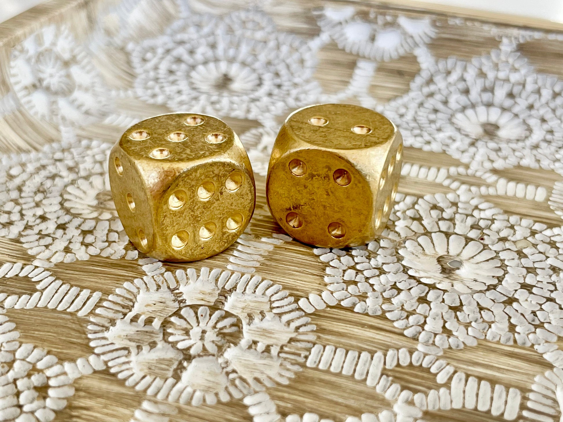 Solid Brass Dice, Large Brass Dice, Six Sided Dice, Set Dice, Room Casino Dice, Gambler, Decor, Mancave, Gambling