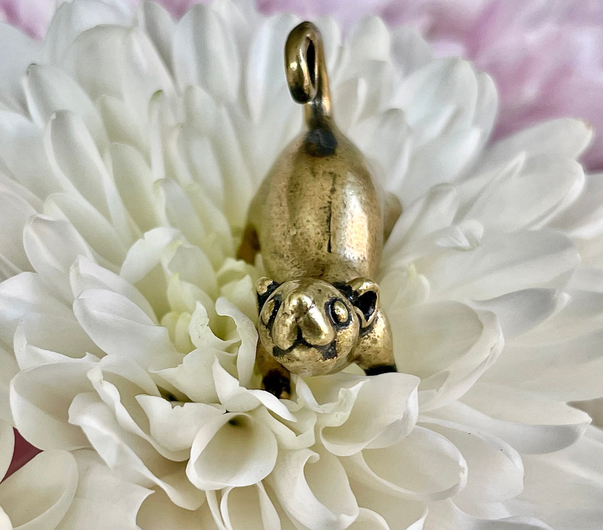Cute Stretching mouse figurine, solid brass figurine, metal mouse statuette, Mouse keychain, brass pendant, cool gift