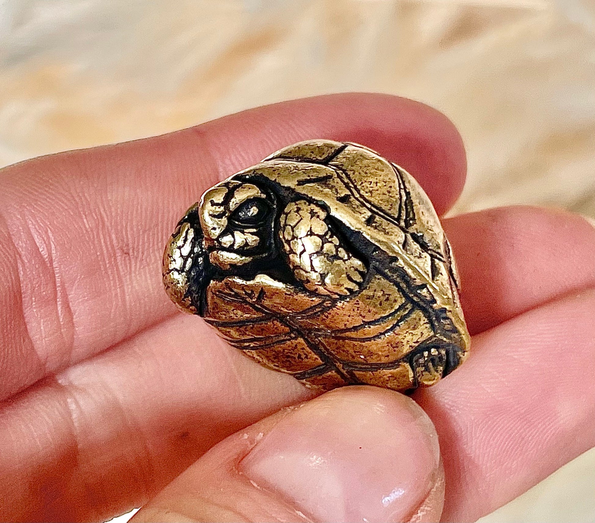Brass tortoise figurine, solid brass casting, reptile figurine, creative paperweight, brass plant decor, cute gift