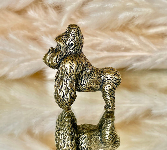 Chunky gorilla statue, solid brass casting, fine workmanship, ape figurine, desktop decor, funny monkey miniature, creative paperweight gift