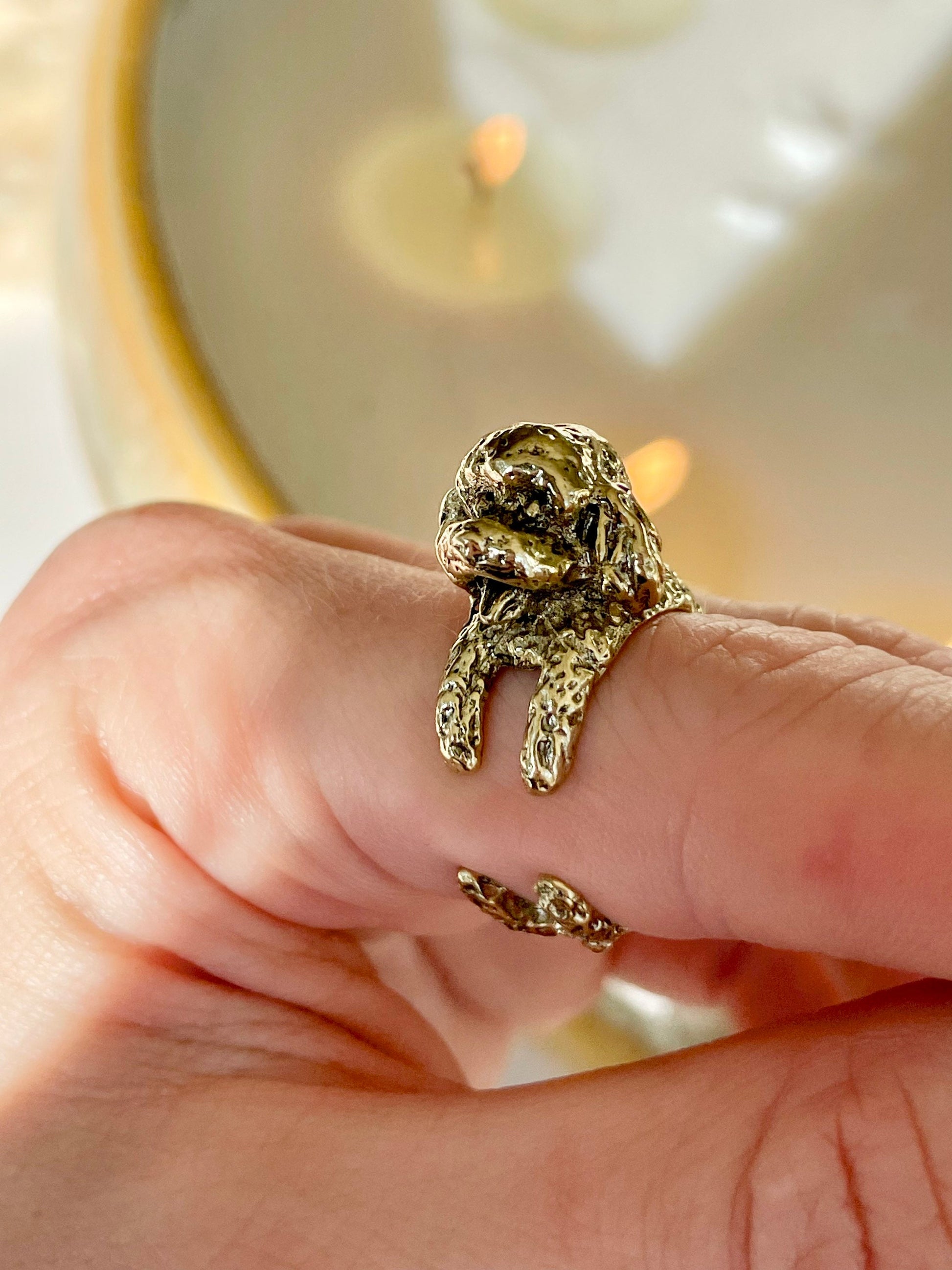 Adjustable Poodle Ring, Brass Ring, Dog ring, Cocopoo Jewelry, Cute animal ring, Animal Ring, Unisex Ring, poodle gift for Christmas