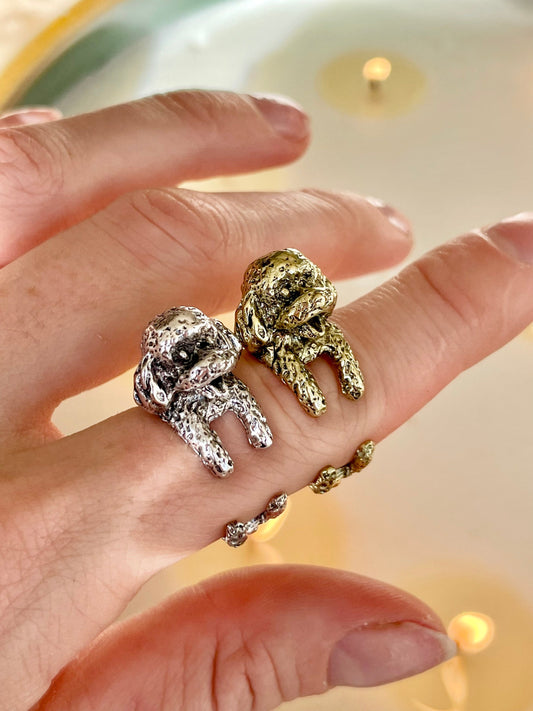 Adjustable Poodle Ring, Brass Ring, Dog ring, Cocopoo Jewelry, Cute animal ring, Animal Ring, Unisex Ring, poodle gift for Christmas