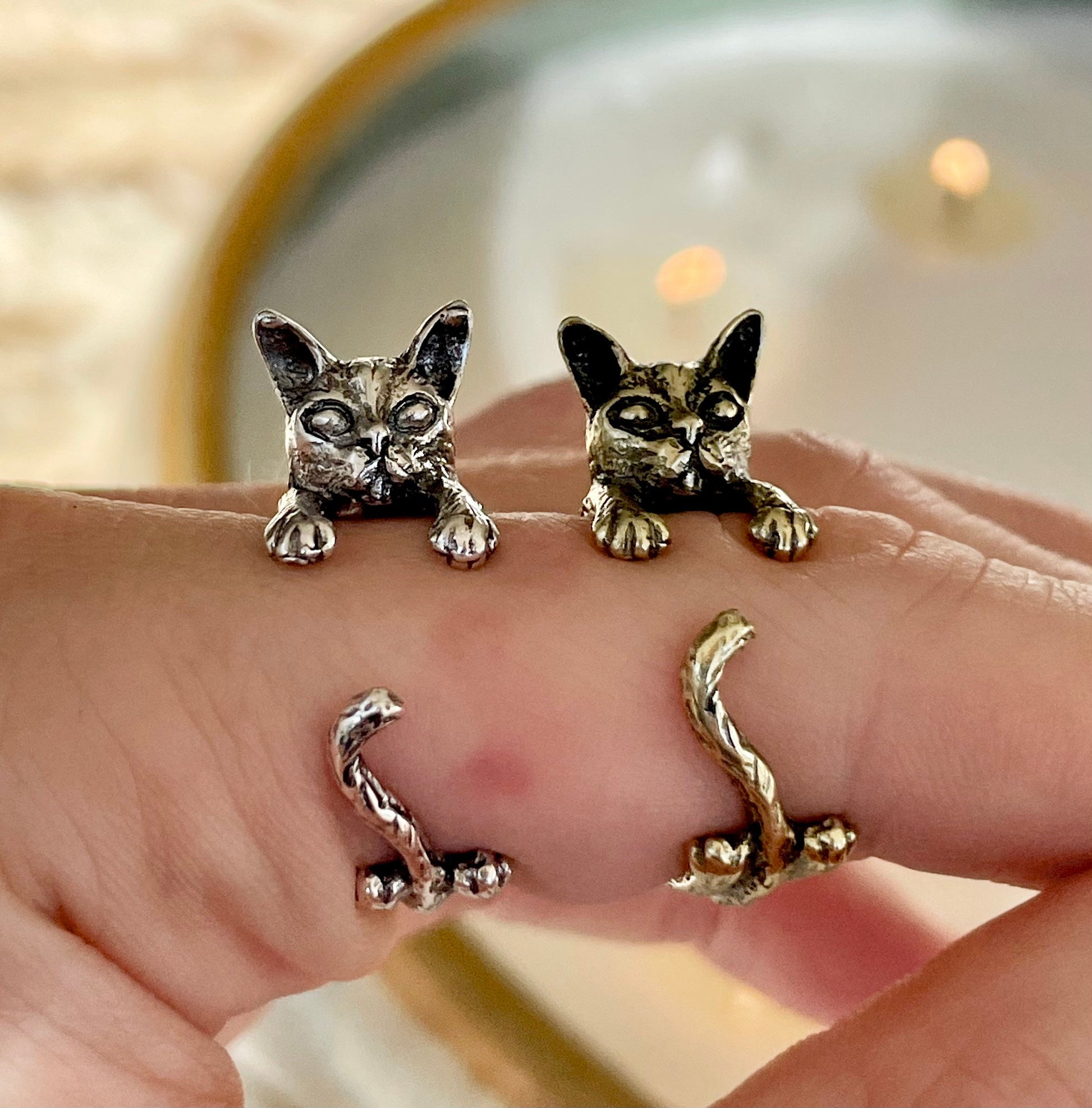 Adjustable Cat Ring, Brass Ring, Cozy cat ring, Cat Jewellery, Cute animal ring, Animal Ring, Cat gift for Christmas