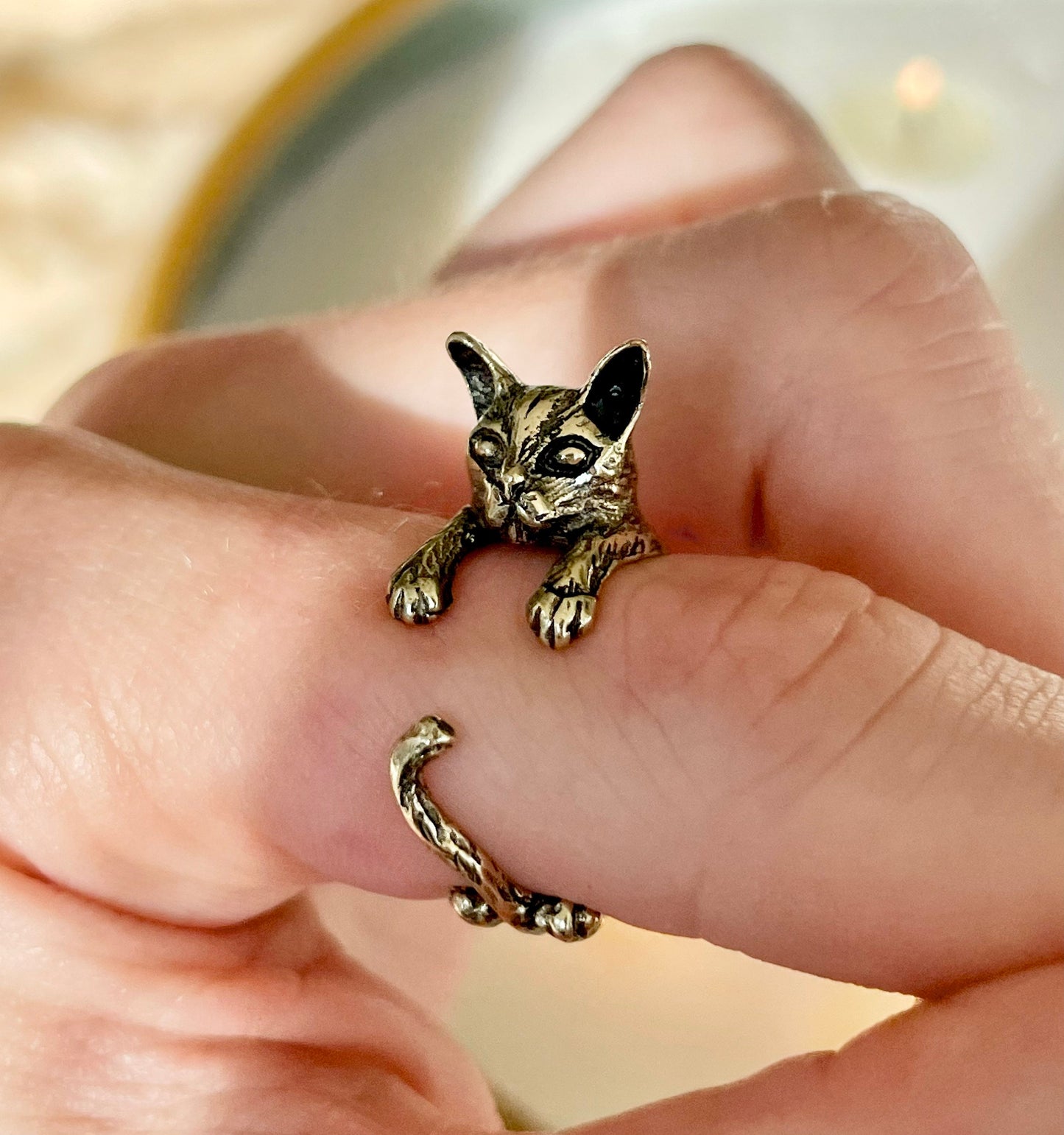 Adjustable Cat Ring, Brass Ring, Cozy cat ring, Cat Jewellery, Cute animal ring, Animal Ring, Cat gift for Christmas