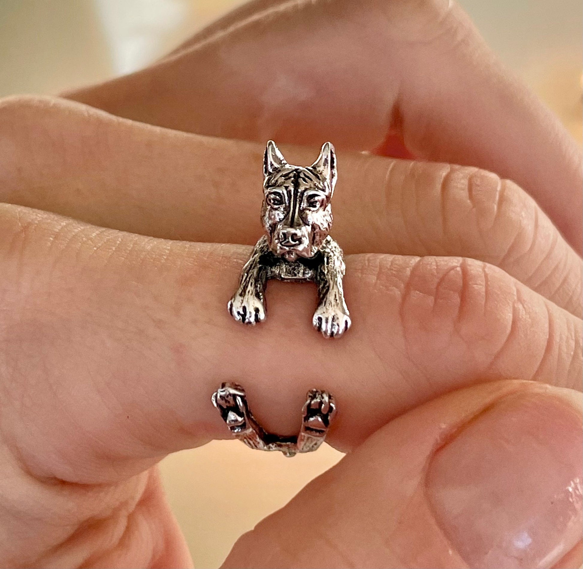 Adjustable pitbull dog Ring, Dog shaped ring, creative gift, doggy Jewellery, Cute animal ring, Animal Ring, Unisex Ring