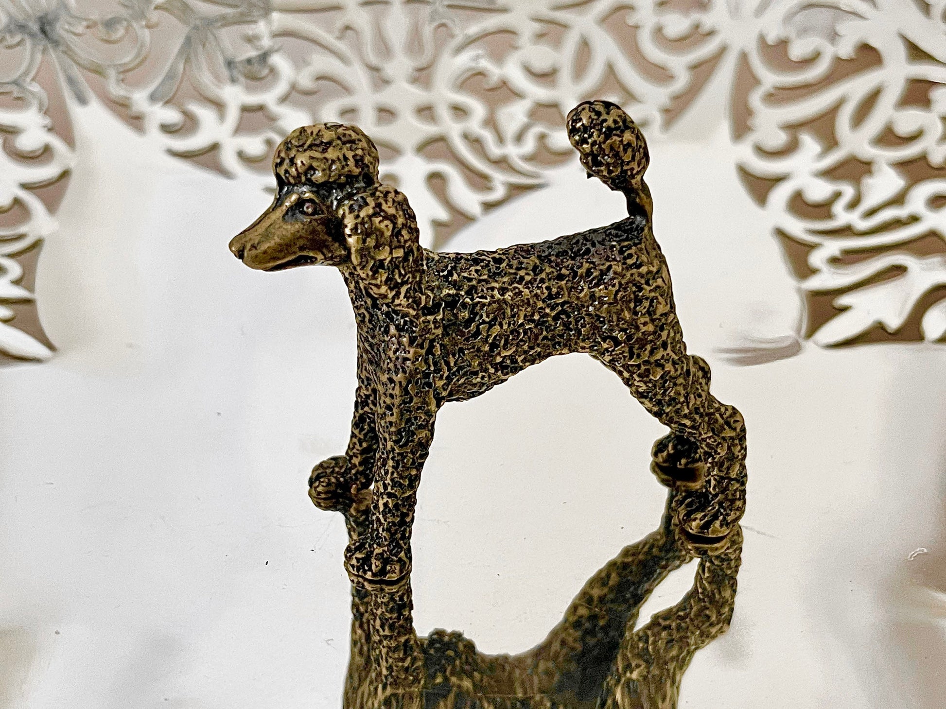 Fine craftsmanship Solid Brass poodle ornament Dog figurine Cast brass poodle