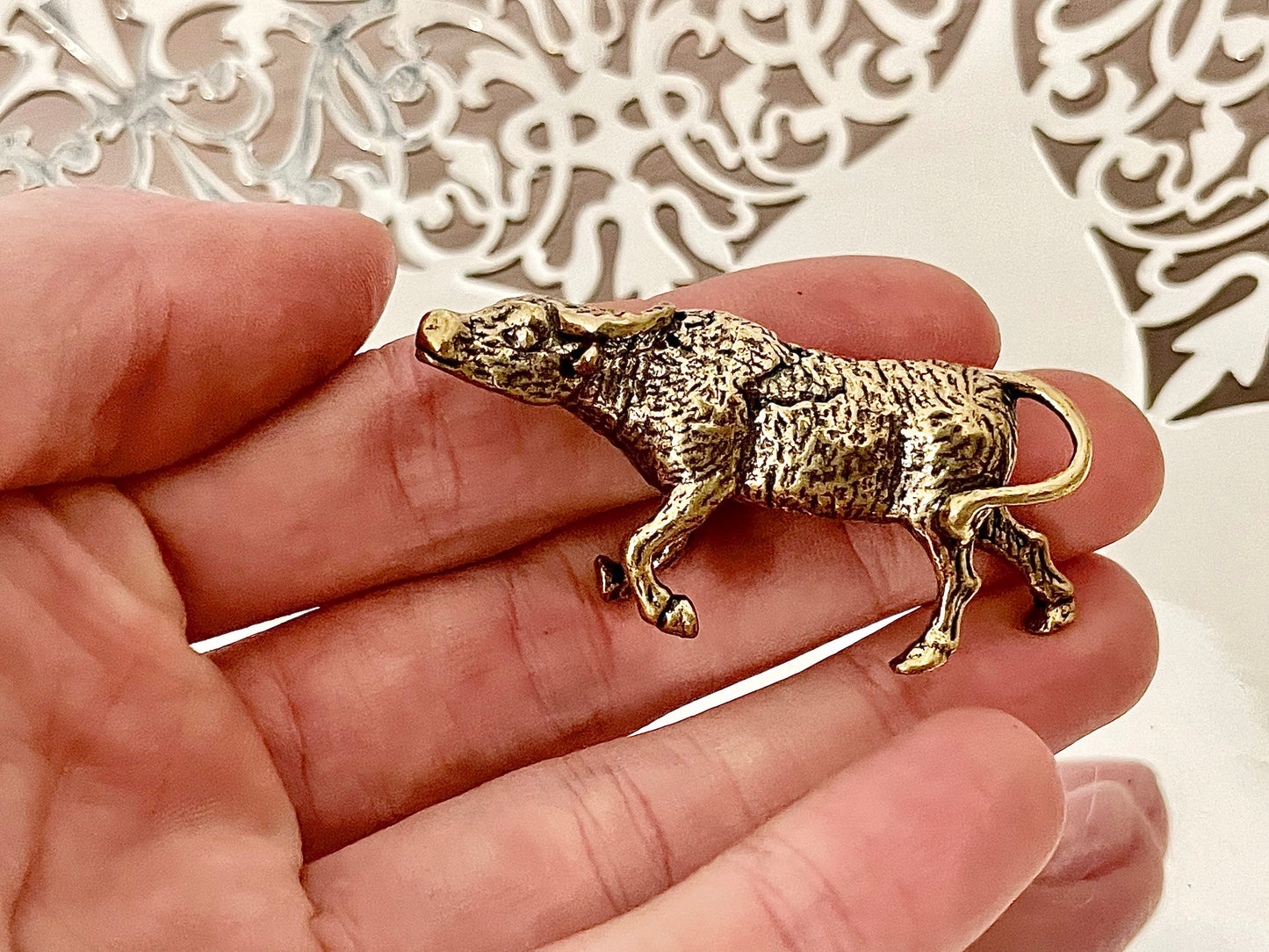 Spanish bull sculpture, Brass ox figurine, Solid Brass Bull Statues, cow Sculpture, Ornaments Ox Cow Figure Statue