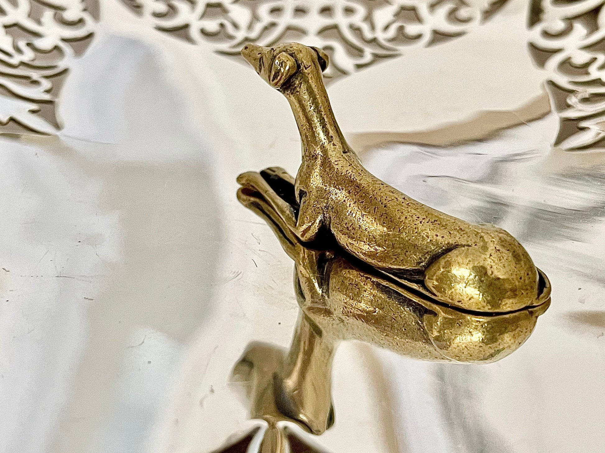 Greyhound dog figurine, Fine lifelike solid brass statuette, Desktop decoration, whippets dog statuette, Egyptian style dog, Beautiful gift