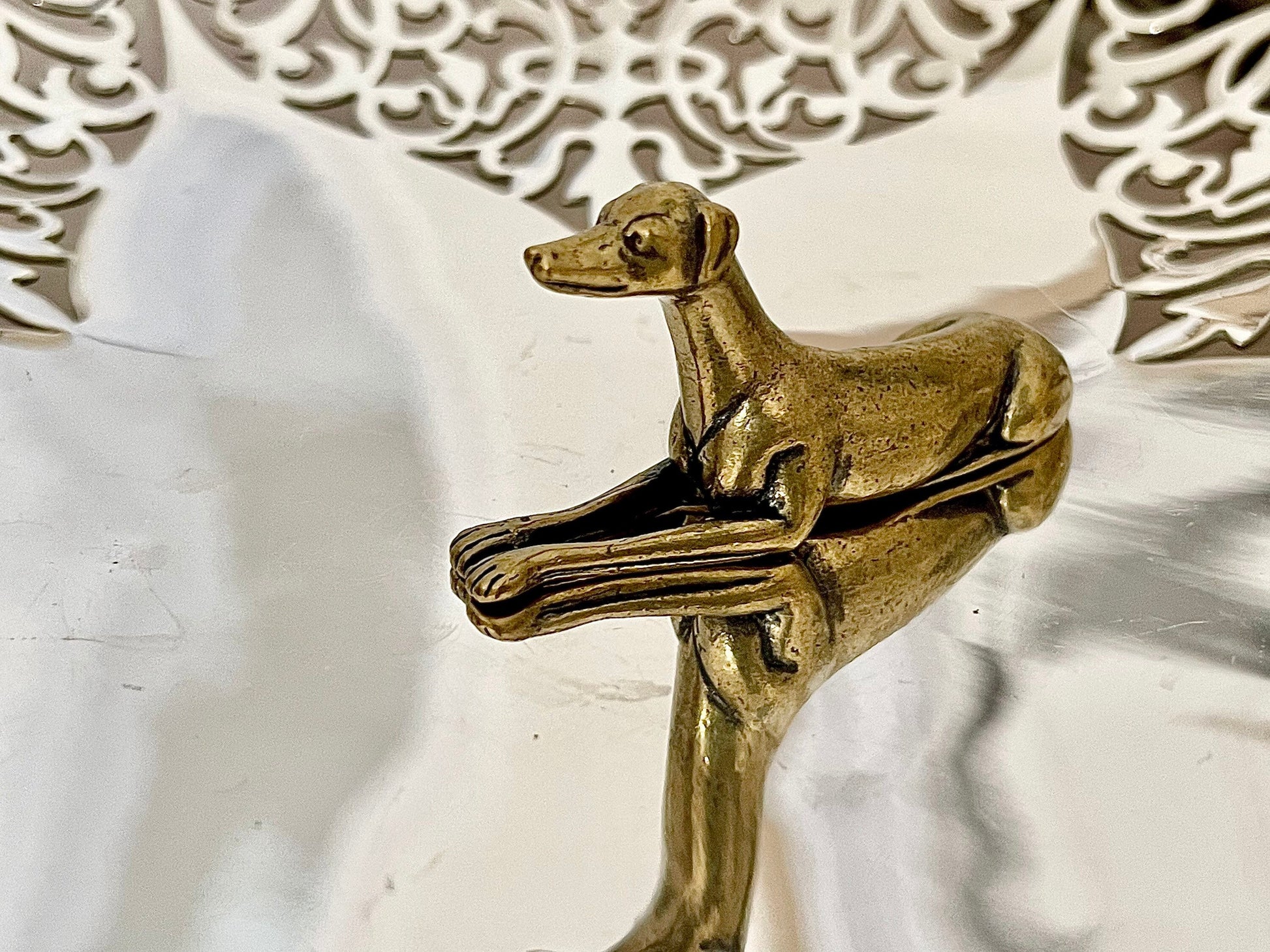 Greyhound dog figurine, Fine lifelike solid brass statuette, Desktop decoration, whippets dog statuette, Egyptian style dog, Beautiful gift