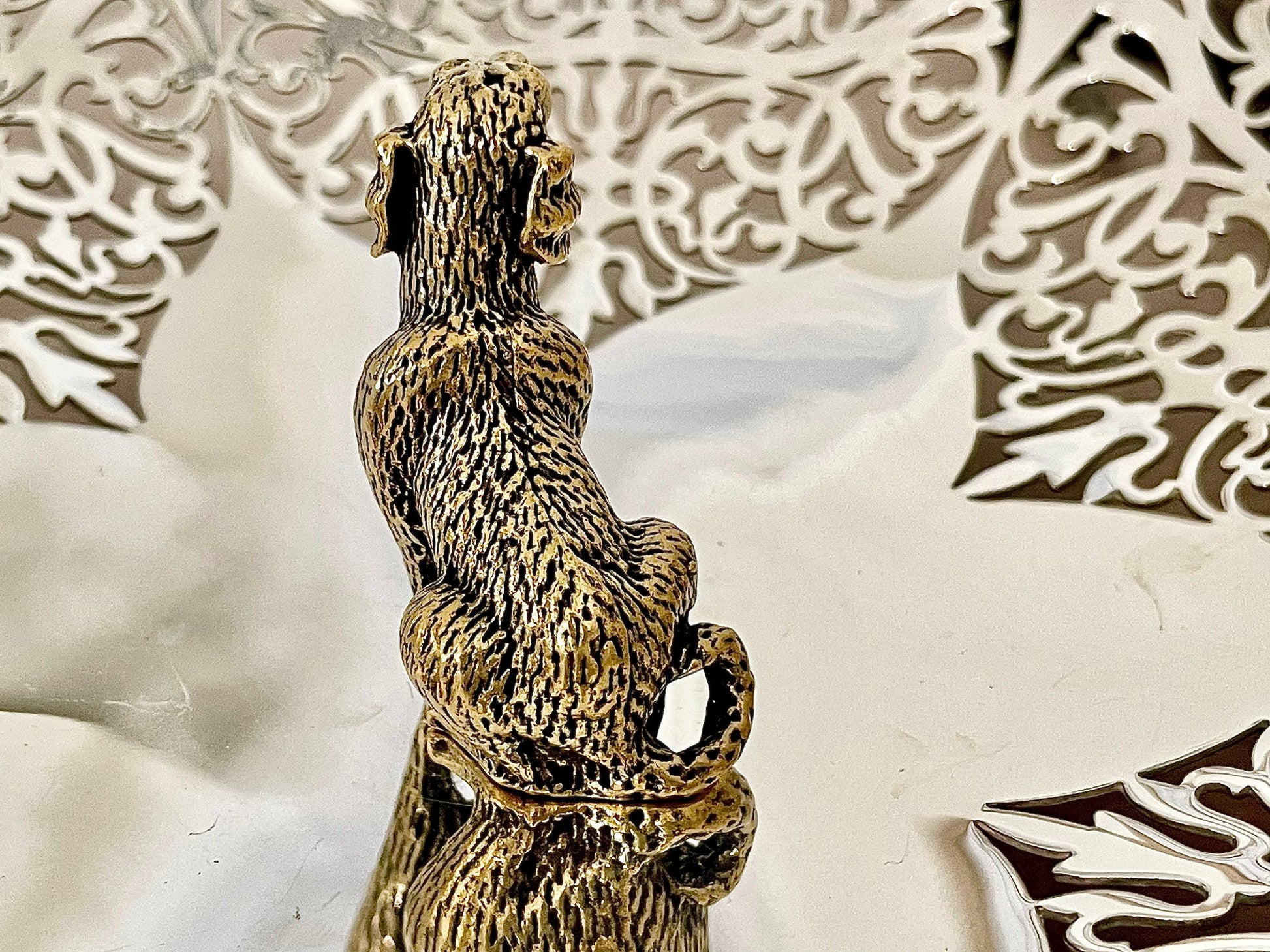 English Spaniel figurine, Fine lifelike solid brass statuette, Desktop decoration, English Springer Spaniel