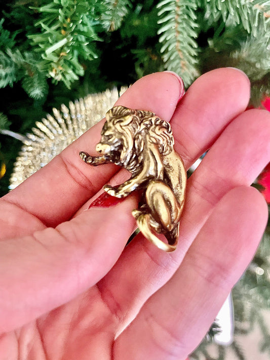 Roaring lion figurine, Lost wax casting, Solid Brass Greaving Lion Statue, home decoration, collectible brass figurine