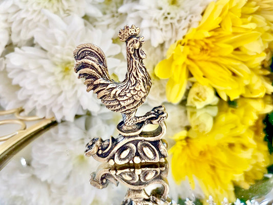 Solid brass figurine Cockerel, Rooster miniature, Chicken decorative small figurine, Metal rooster, Country Decor, Brass Rooster