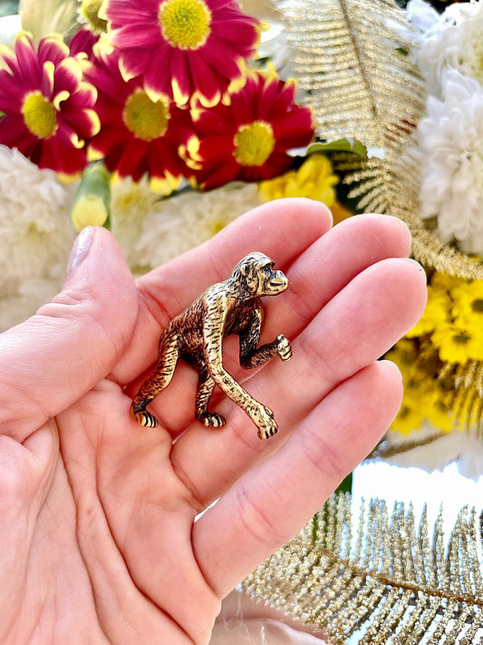 Fine Solid Brass monkey figurine, Desk Ornament, Brass Animal Collection, Orangutan Miniature, Monkey Toy, Cool gift