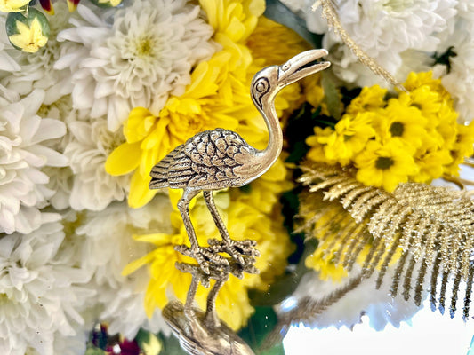 Japanese Style Solid Brass Crane Figurine, fine figurine, unique tabletop decoration, Elegant Home Decor