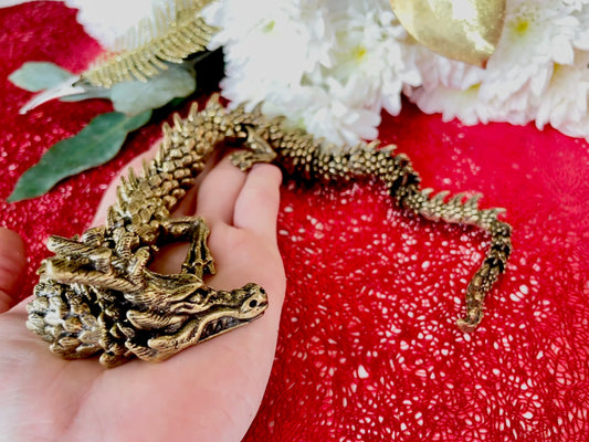 Brass Copper Dragon Statue, Chinese style Figurine, Creative dragon Miniature, Home Decor, Office decoration, Fairy Garden Miniature