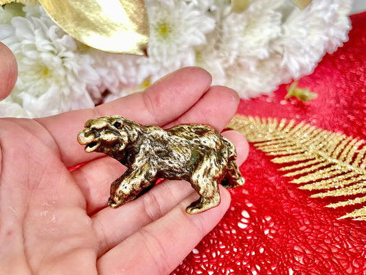 Solid Brass Arctic Bear Ornament, Winter Animal Miniature, Desktop Decoration, Bear figurine, Bear Decor