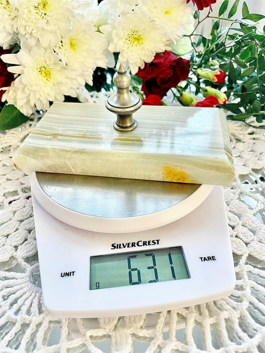 Vintage Onyx Desk cloth and PaperWeight With Brass Handle