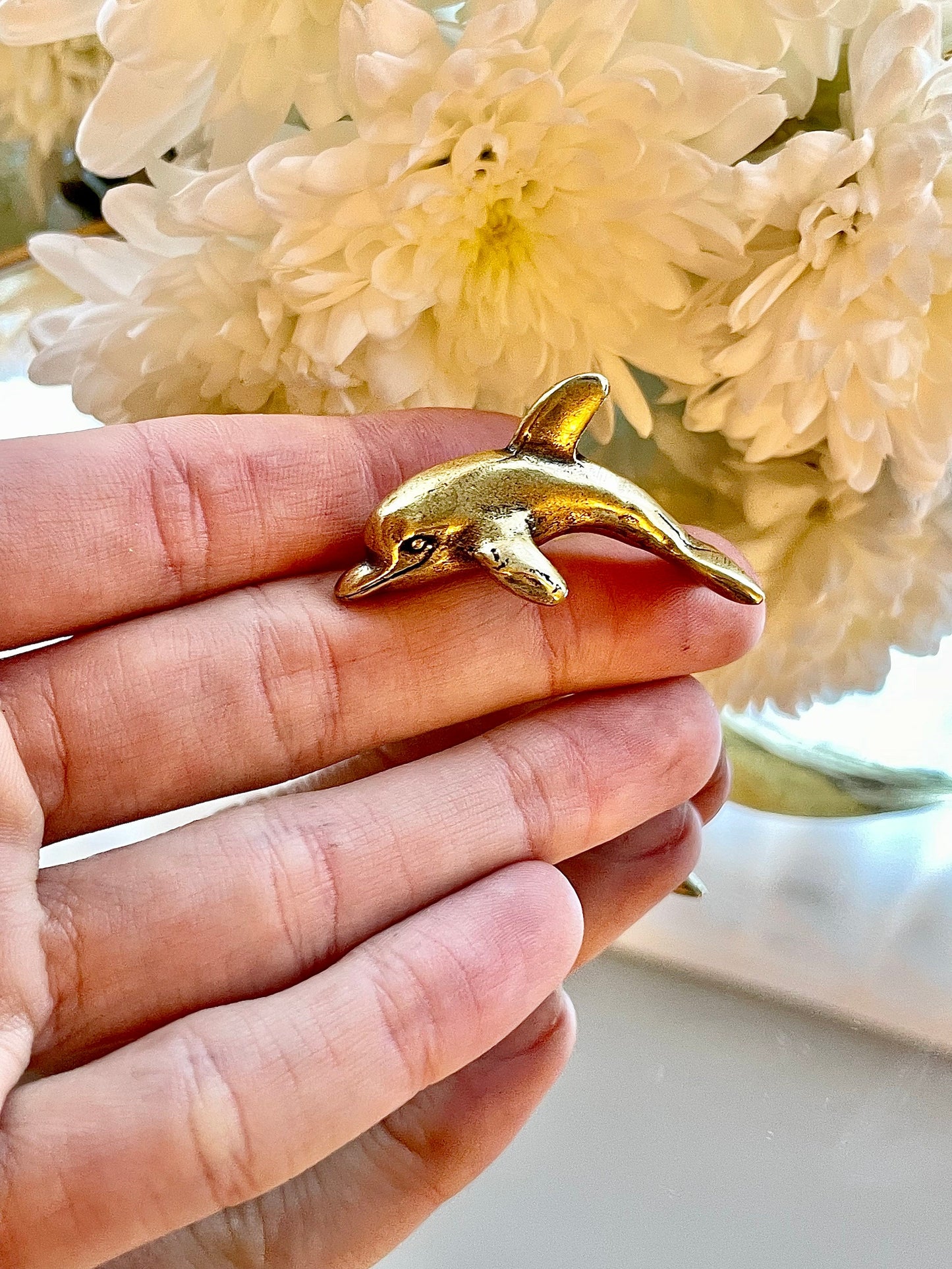 Dolphin Solid Brass Figurine , Dolphin Sculpture, Dolphin Figurine, Room Decor, House Decor, Gift for Kid, Tabletop Decor