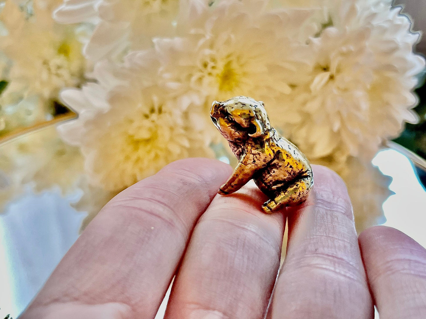 Happy little piglet fine solid brass miniature, lost wax casting, pig figurine, cute little animal sculpture