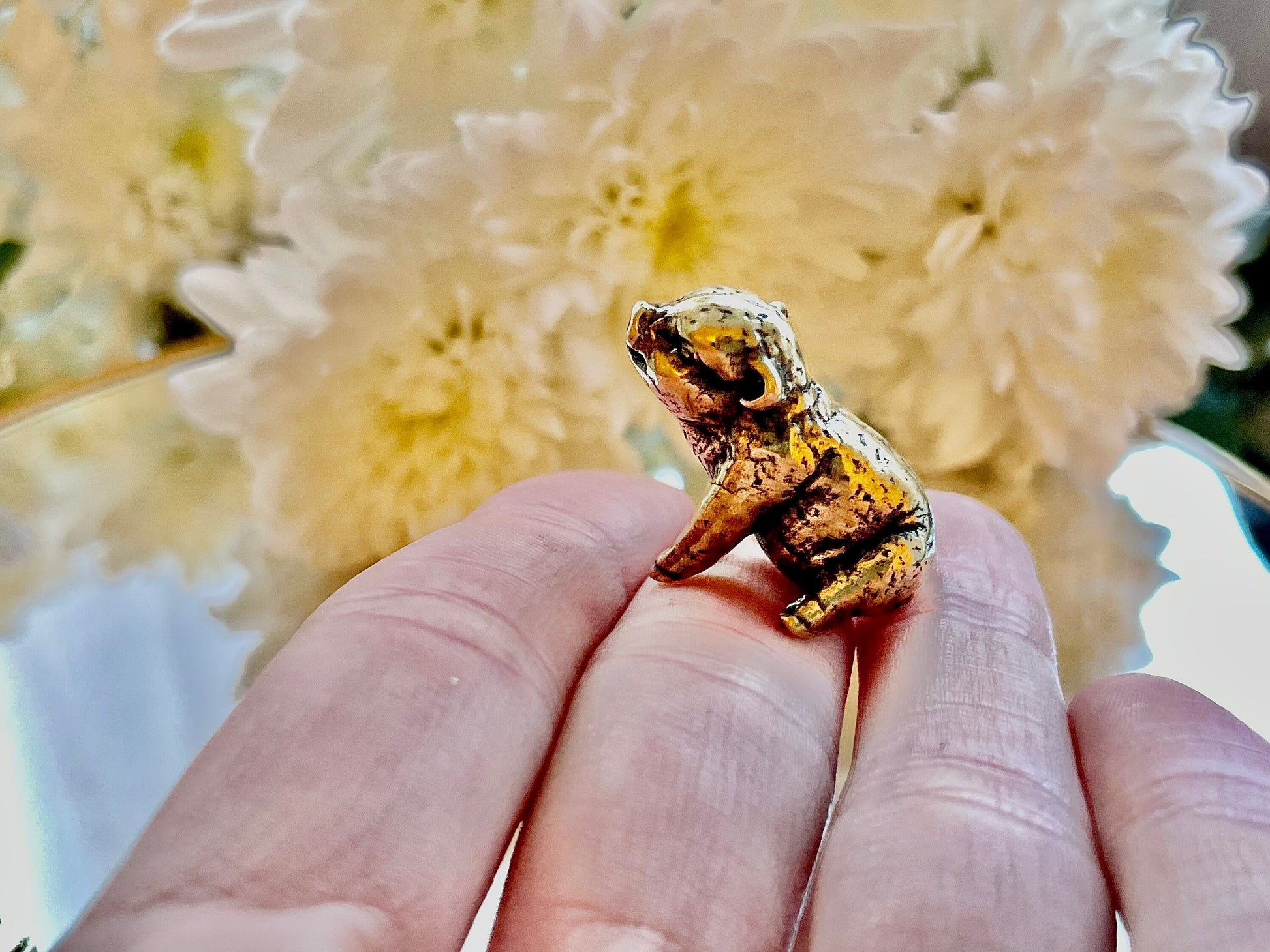 Happy little piglet fine solid brass miniature, lost wax casting, pig figurine, cute little animal sculpture