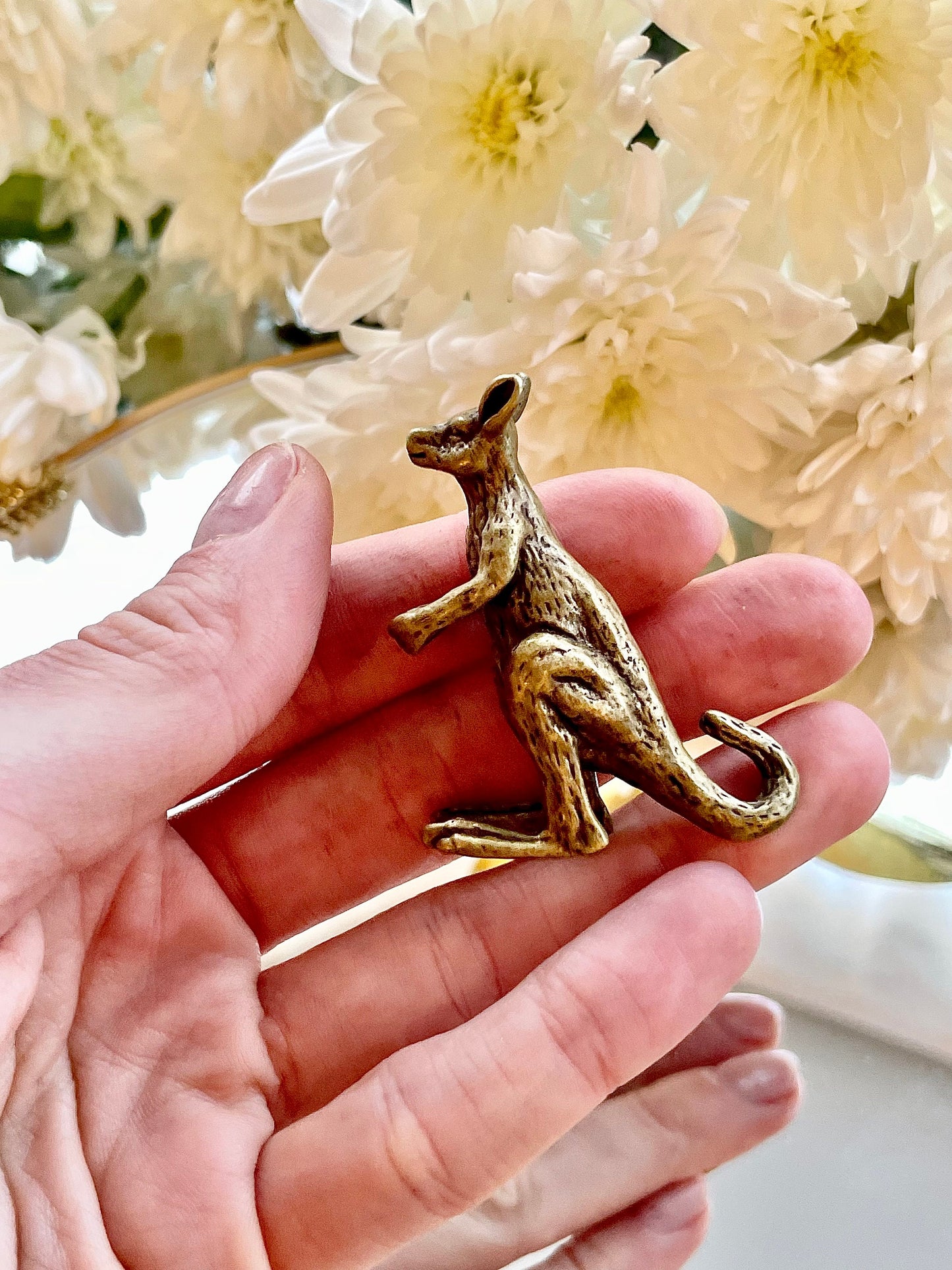 Oz style Solid Brass Kangeroo Miniature Brass, Joey Figurine, Animal Lover Gift, Perfect Keepsake, Tabletop Decor