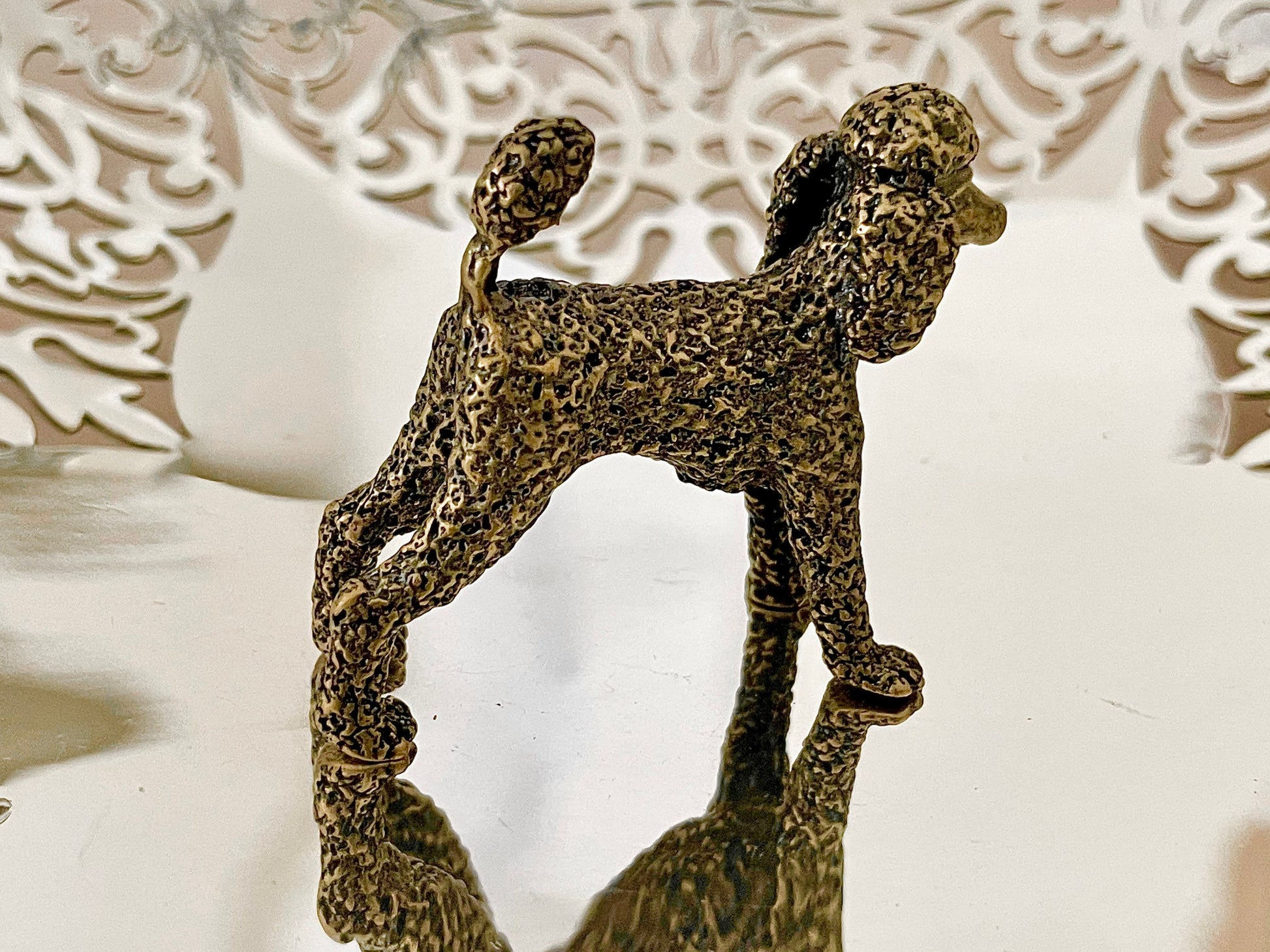 Fine craftsmanship Solid Brass poodle ornament Dog figurine Cast brass poodle