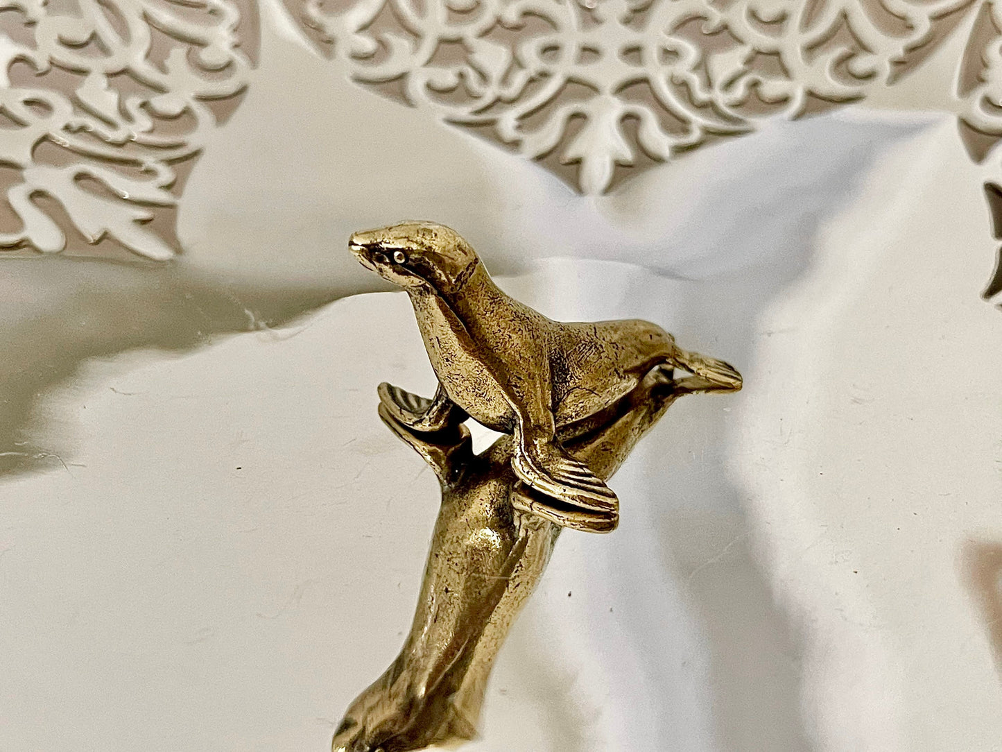 Lifelike fine Sea lion miniature, Seal figurine, solid brass figurine, sea creature sculpture, pinnipeds miniature, cute seal