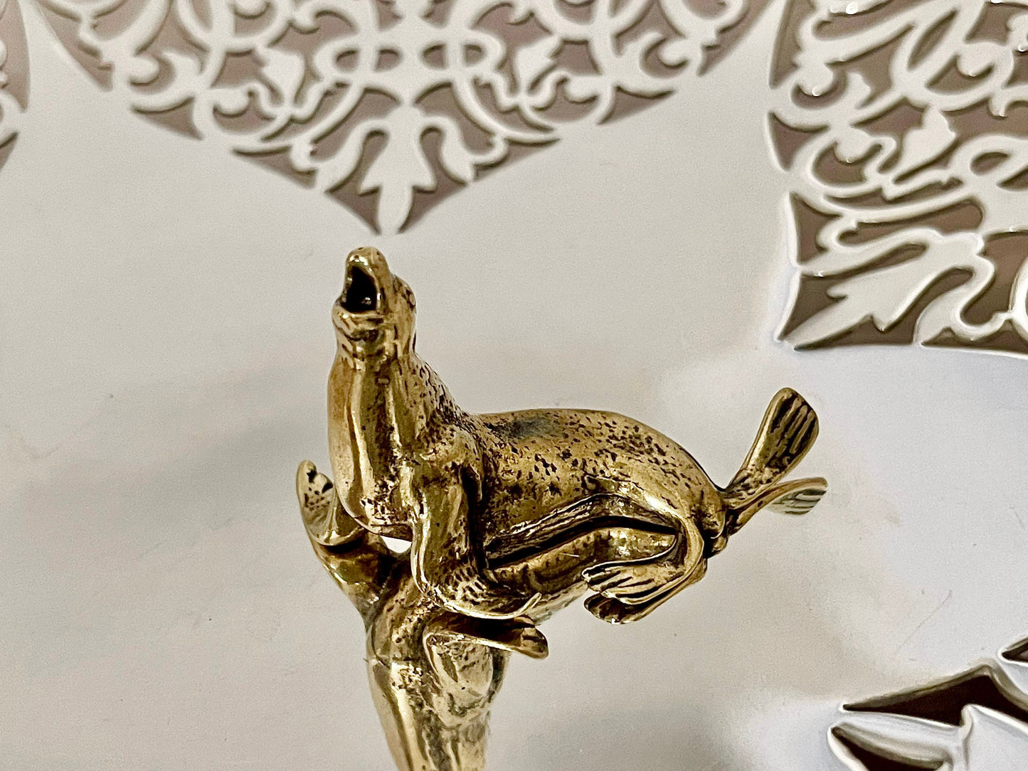 Lifelike fine Sea lion miniature, Seal figurine, solid brass figurine, sea creature sculpture, pinnipeds miniature, cute seal