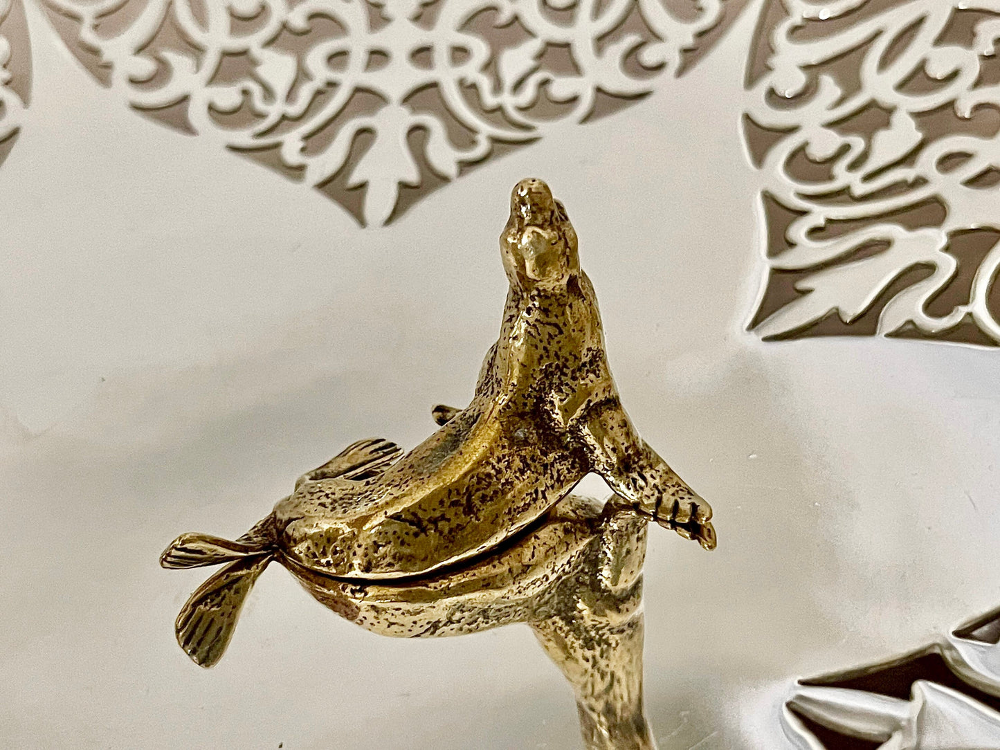 Lifelike fine Sea lion miniature, Seal figurine, solid brass figurine, sea creature sculpture, pinnipeds miniature, cute seal