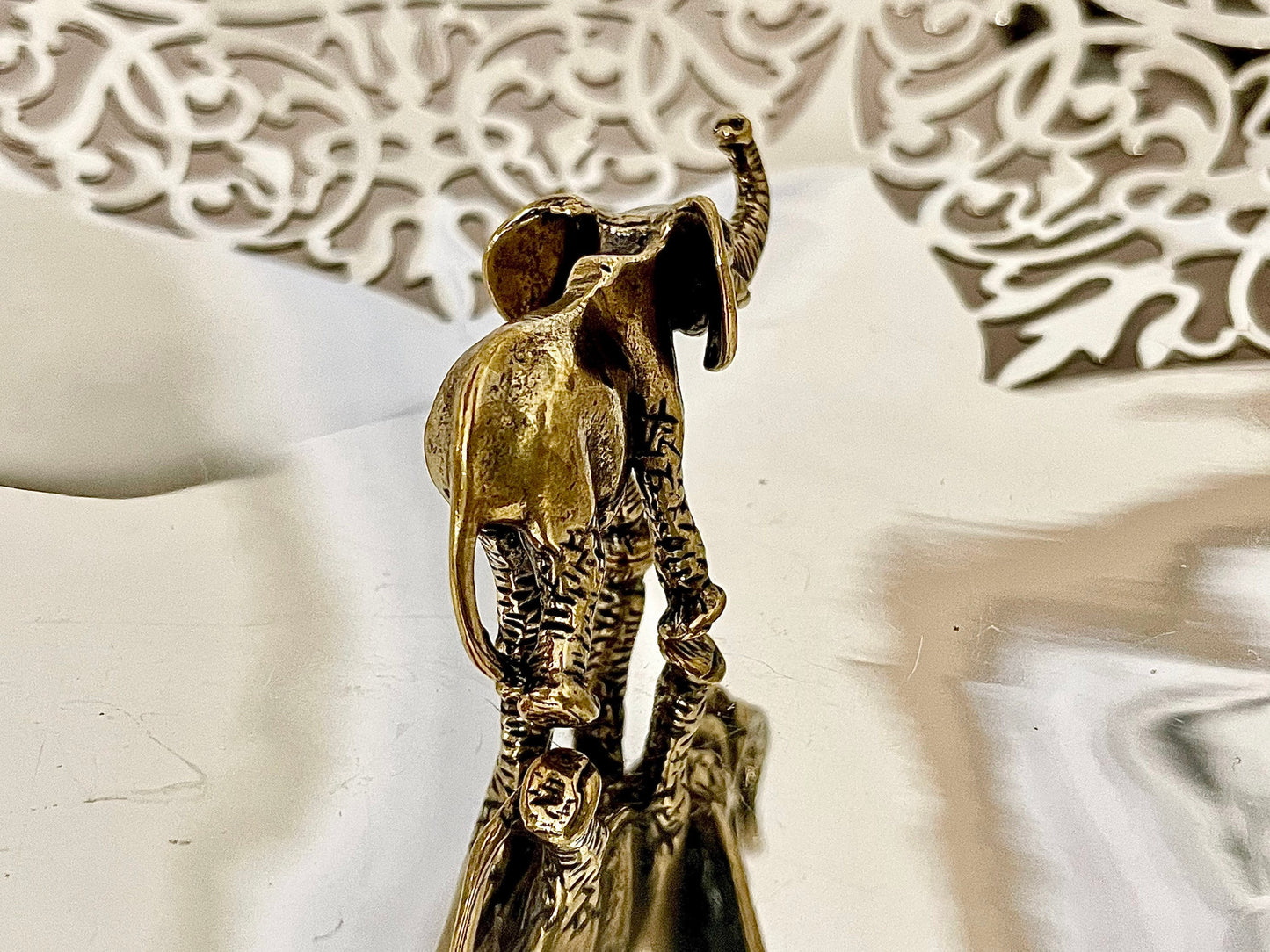 Adorable Solid Brass Baby Elephant Figurine - Cute Home Decor Accent