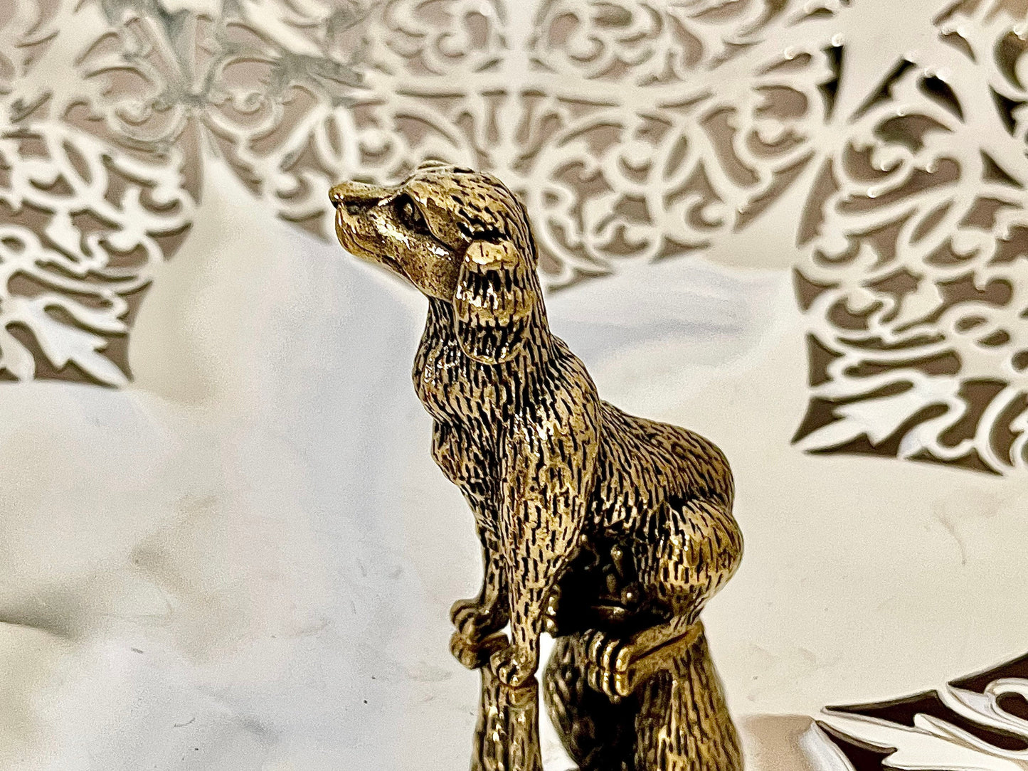 English Spaniel figurine, Fine lifelike solid brass statuette, Desktop decoration, English Springer Spaniel