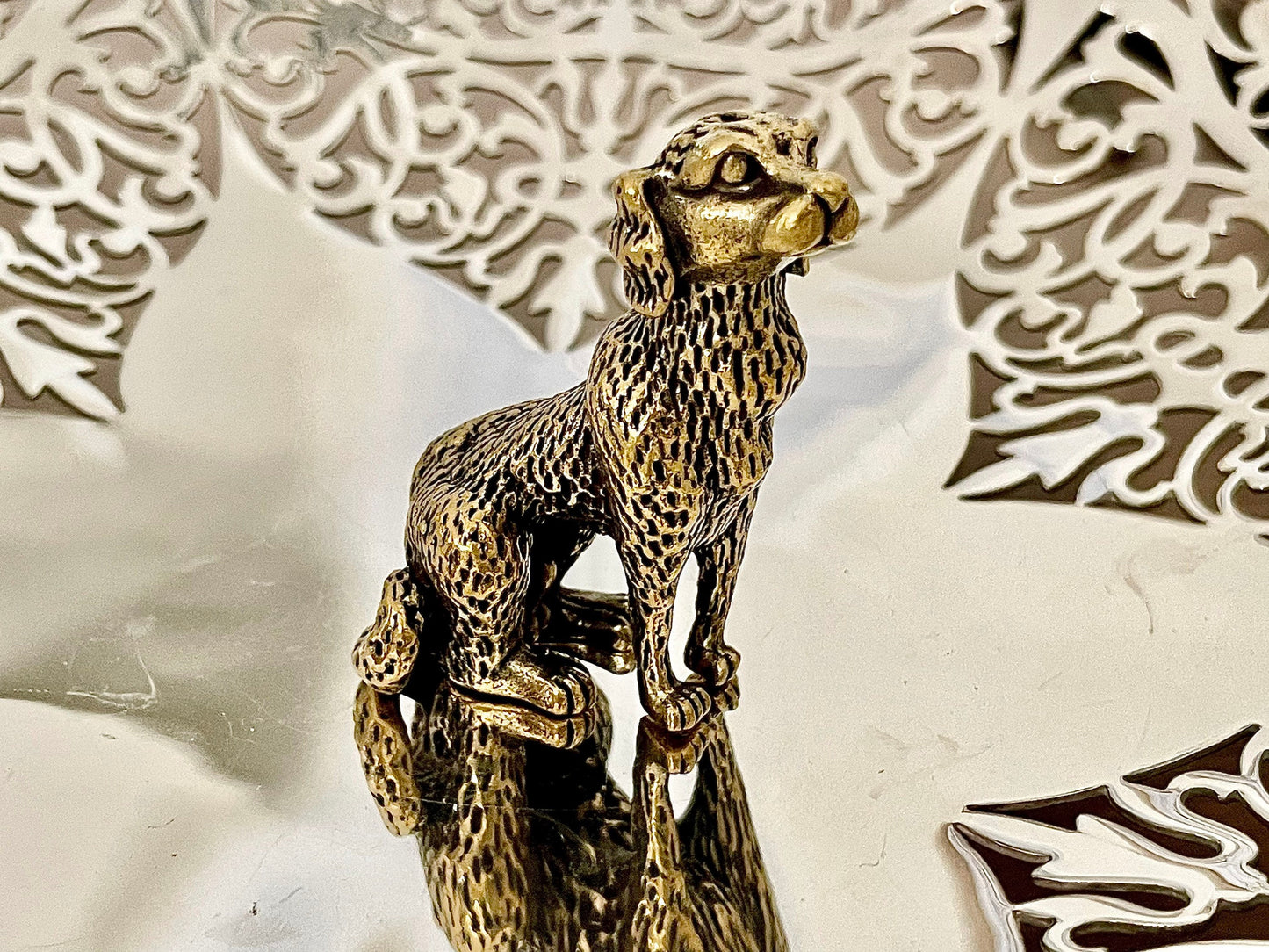 English Spaniel figurine, Fine lifelike solid brass statuette, Desktop decoration, English Springer Spaniel