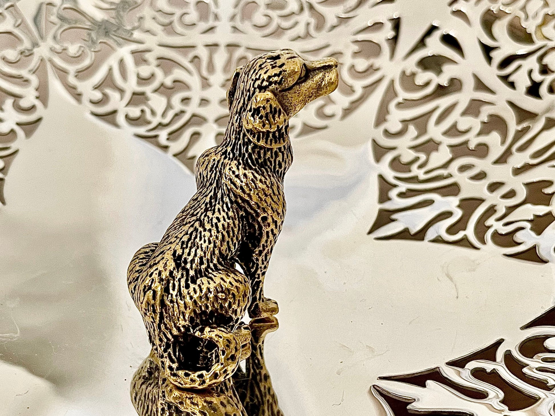 English Spaniel figurine, Fine lifelike solid brass statuette, Desktop decoration, English Springer Spaniel
