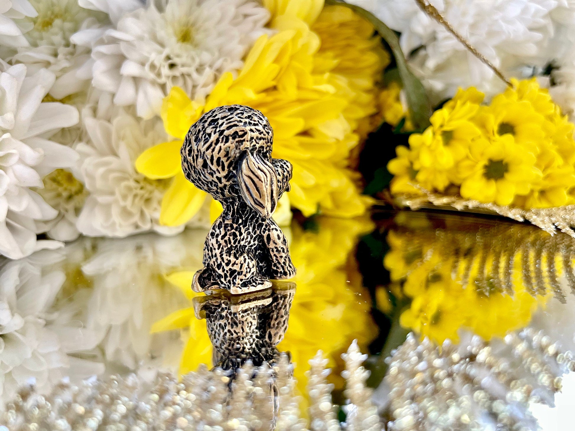 Brass Figurine of a Playful Poodle with a funny big head Design - Collectible Home Decoration or Gift for Dog Lovers
