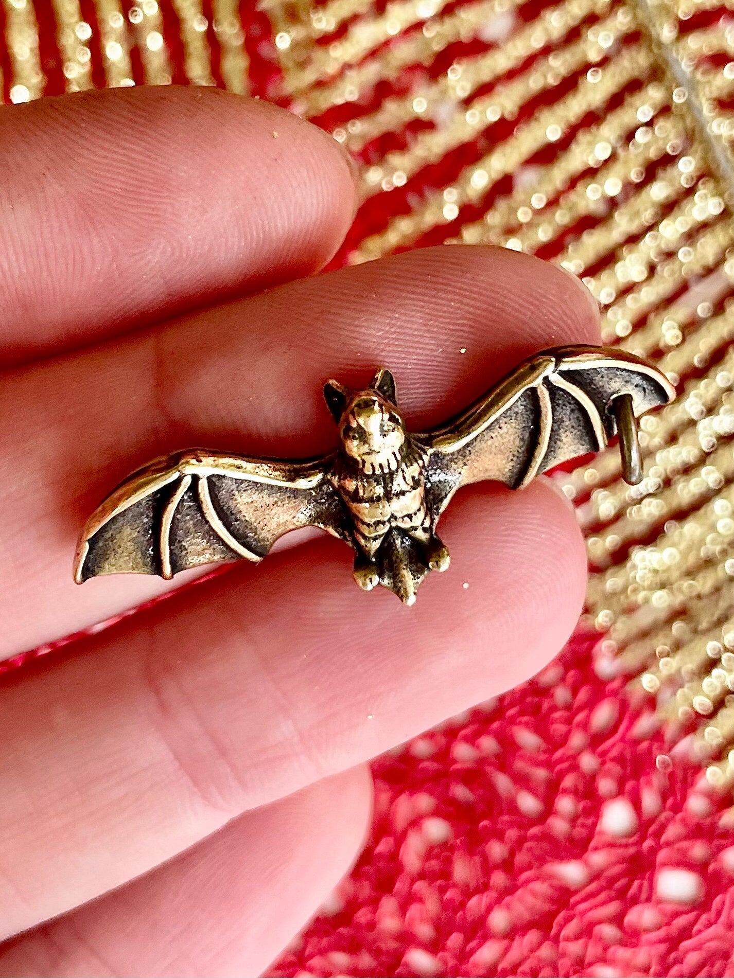 Sold Brass Bat Pedant Tiny Animal Golden Miniature Small Figurine, Bat keychain, Bat pedant