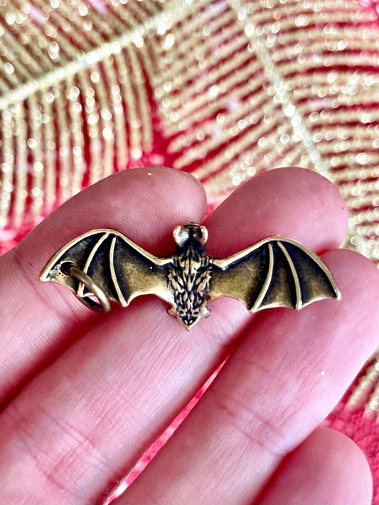 Sold Brass Bat Pedant Tiny Animal Golden Miniature Small Figurine, Bat keychain, Bat pedant
