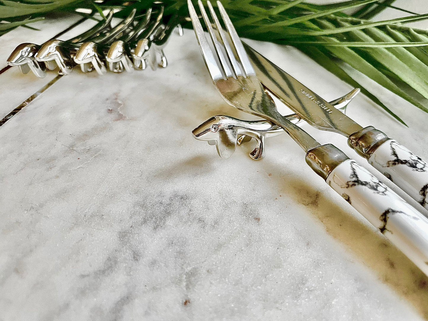 Set of 6 dog style knife holders, Sausage Dog Cutlery Holder, Rest for Knifes, Forks, and Spoons, Farmhouse Tableware