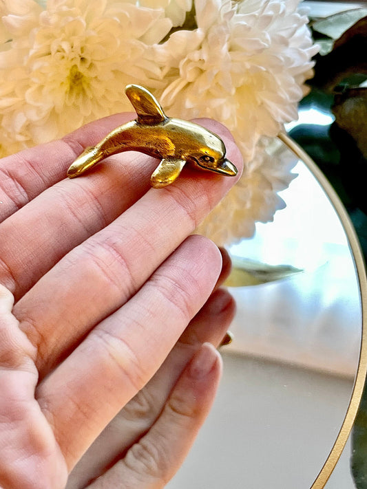 Dolphin Solid Brass Figurine , Dolphin Sculpture, Dolphin Figurine, Room Decor, House Decor, Gift for Kid, Tabletop Decor
