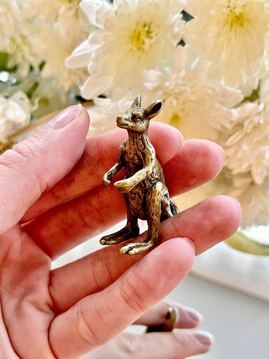 Oz style Solid Brass Kangeroo Miniature Brass, Joey Figurine, Animal Lover Gift, Perfect Keepsake, Tabletop Decor