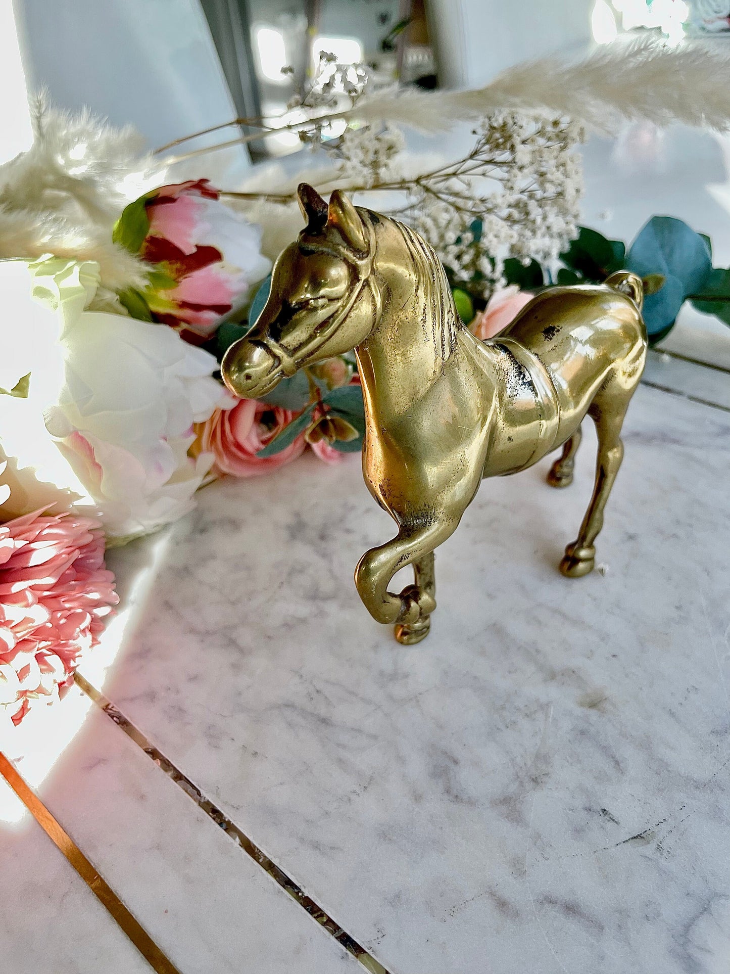 Vintage Brass Horse Figurine, Equestrian Decor, Equestrian Gifts, Horse Decor, Prancing Horse Figurine, Brass Collectibles, Brass Decor