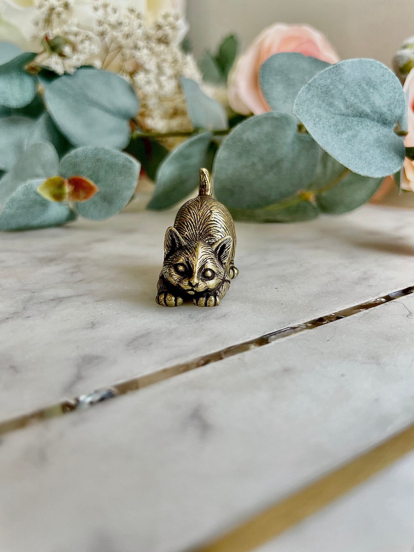 Cutest Set of Cats, Fine brass solid cat figurine, kitty pendant, Collectible car statuette, Gift for cat lover, Adorable kittens ornament