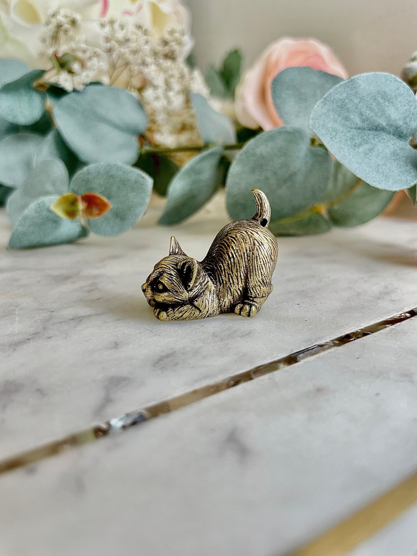 Cutest Set of Cats, Fine brass solid cat figurine, kitty pendant, Collectible car statuette, Gift for cat lover, Adorable kittens ornament