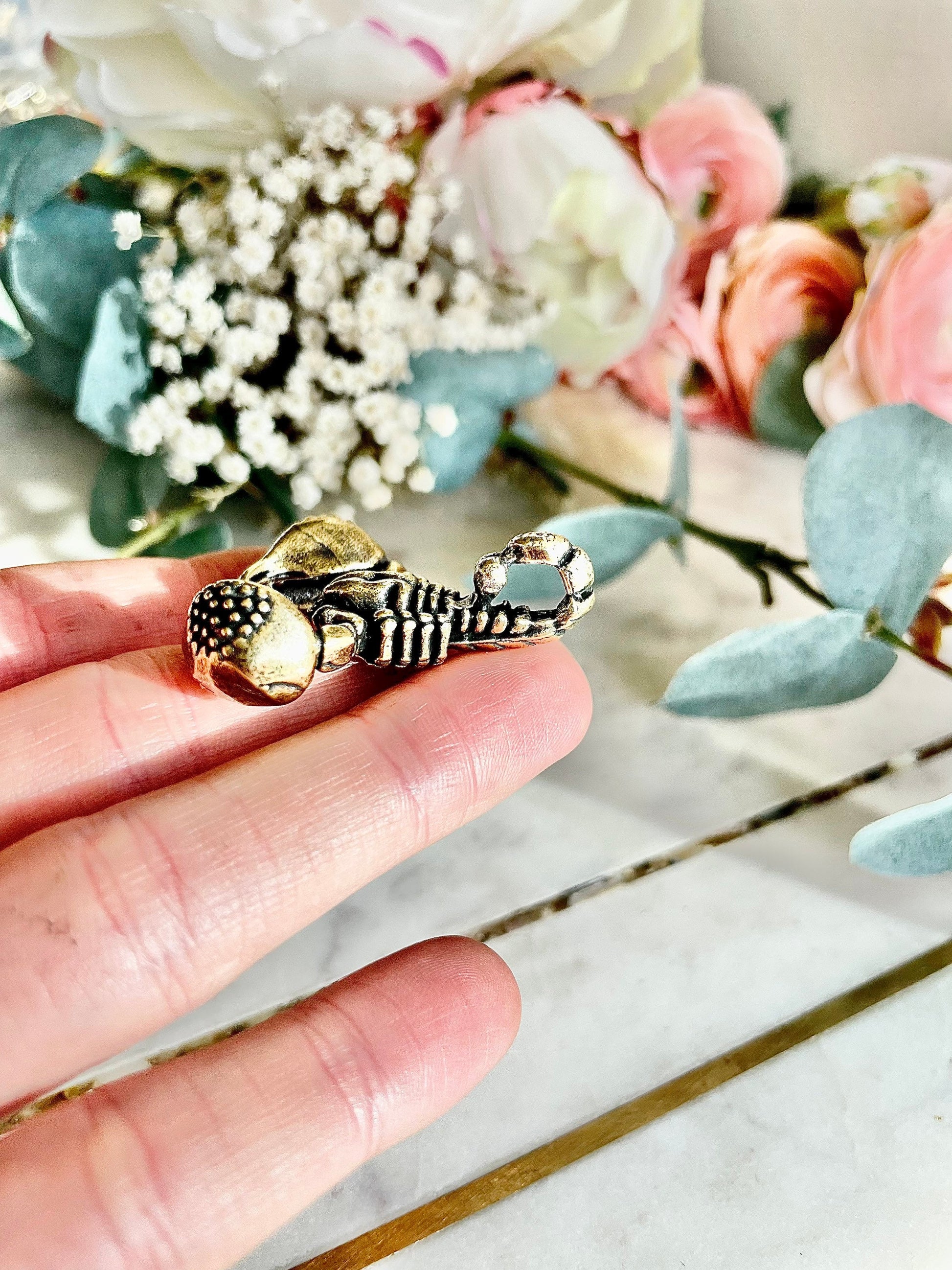 Solid Brass Gothic Scorpion Pendant Necklace, scropio keychain, scorpion astrology sign gift, Cool Masculine Charm