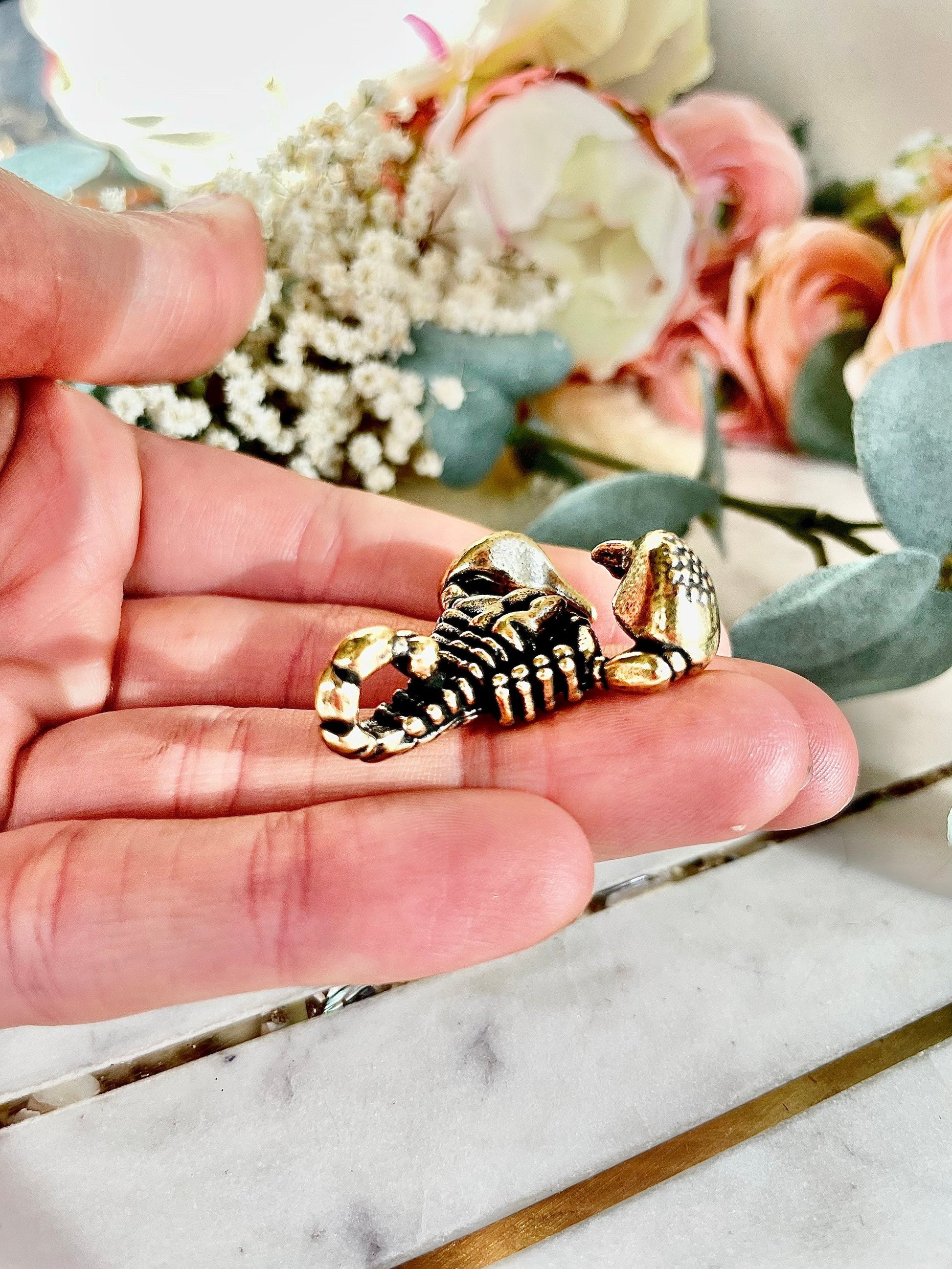 Solid Brass Gothic Scorpion Pendant Necklace, scropio keychain, scorpion astrology sign gift, Cool Masculine Charm