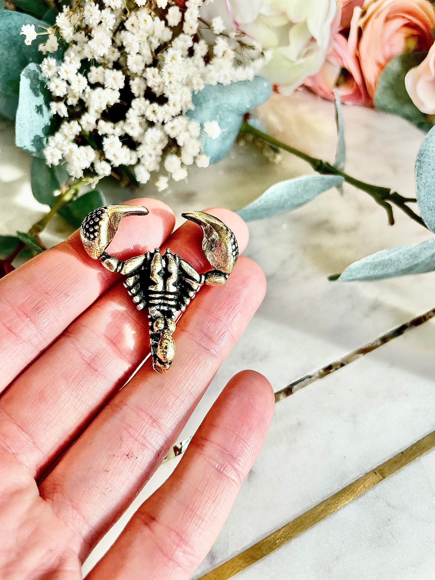 Solid Brass Gothic Scorpion Pendant Necklace, scropio keychain, scorpion astrology sign gift, Cool Masculine Charm