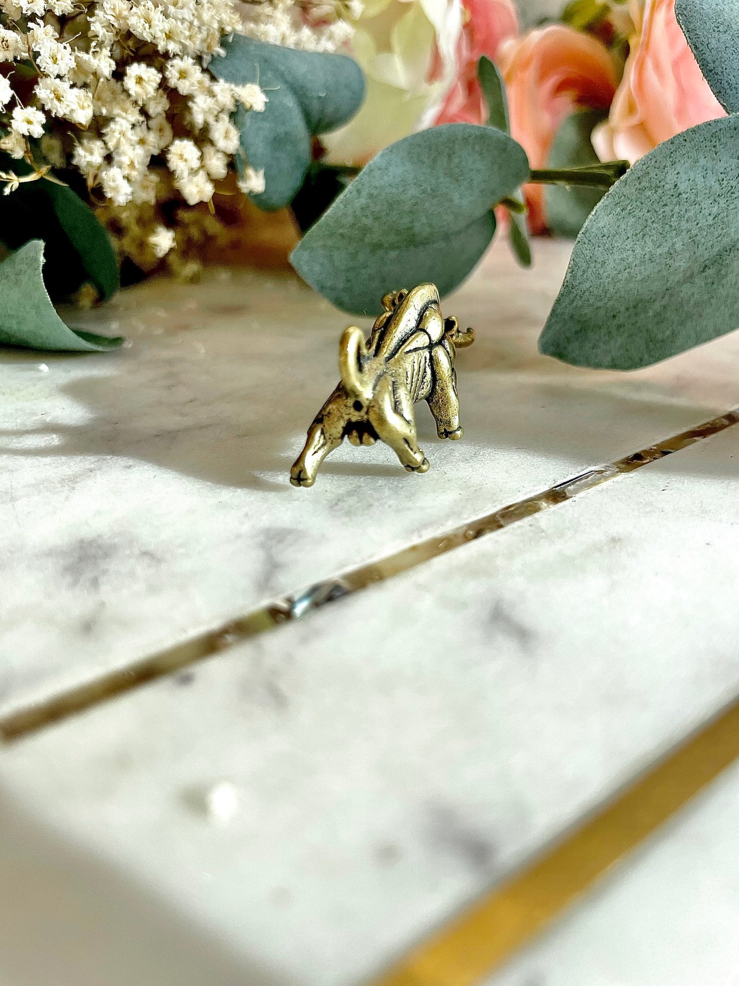 Solid Brass Bull small figurine, Horns charge Bullish, Taurus pendant, bull keychain, Spanish Bull pendant