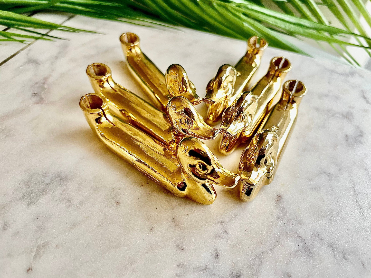 Vintage Set of 6 knife rests card holders, Ducks French Knife layers, Golden color cutlery rests, Mid Century decoration, duckers knife